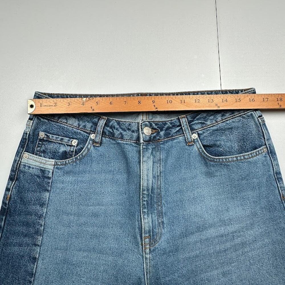 We The Free People Jeans Womens 31 Blue Patchwork Boho Hippie High Rise Pockets - Picture 9 of 12